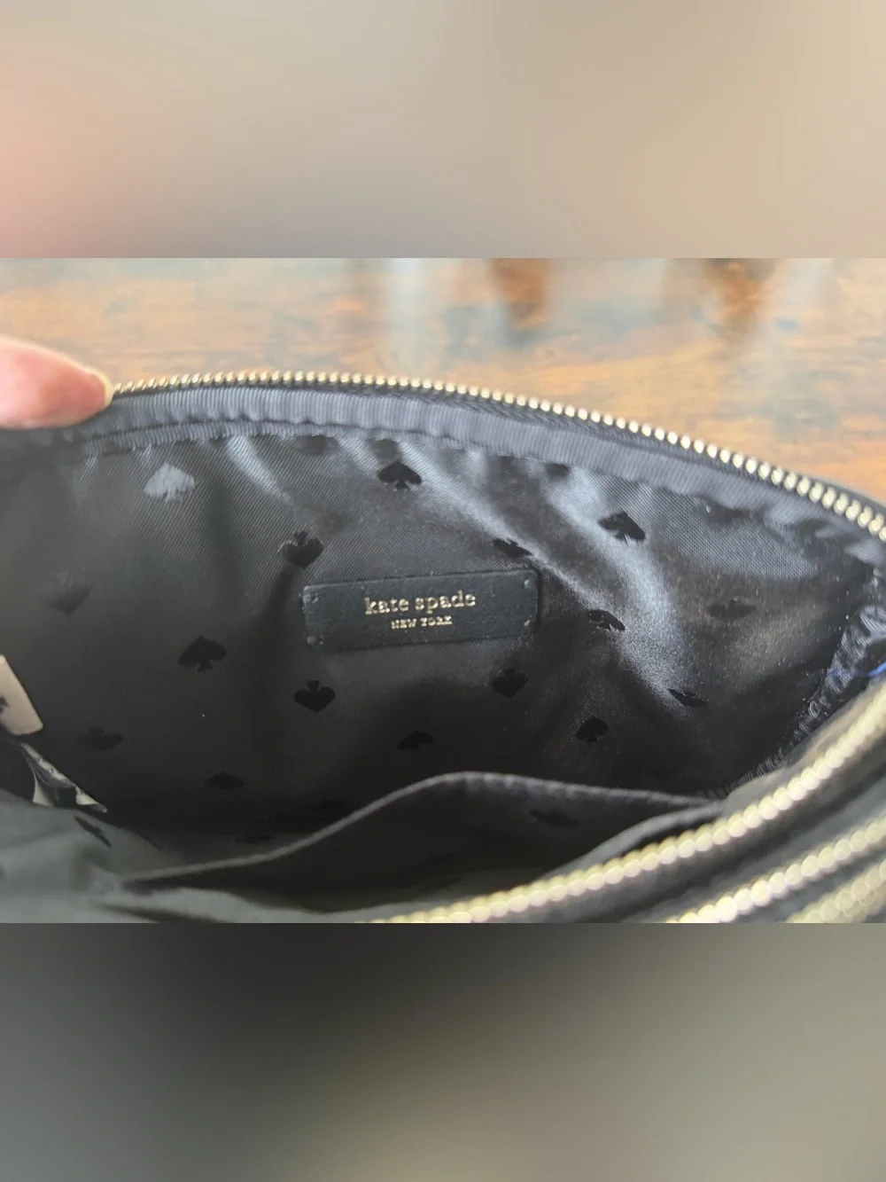 kate spade Black Quilted Leather Camera Crossbody with Gold Chain
